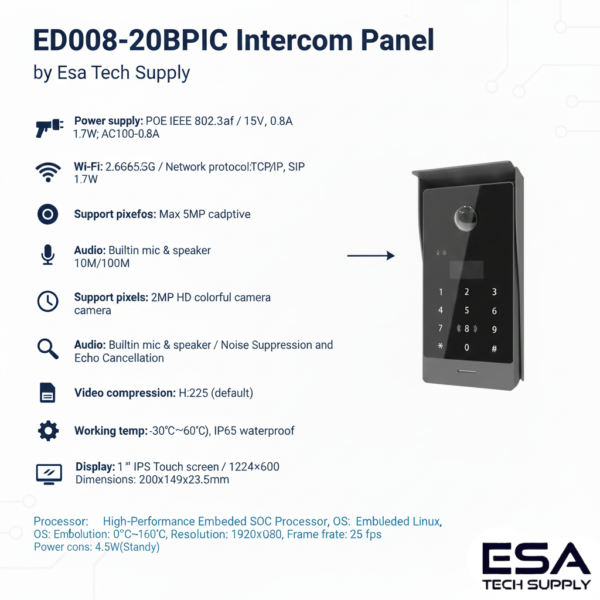 ED008-20BPIC Intercom Panel – Esa Tech Supply